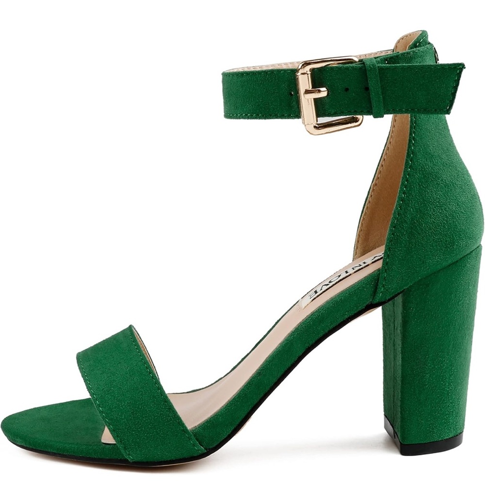 Elegant Green Block Heel Sandals